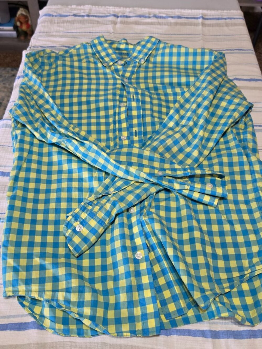 J.Crew Lightweight Slim Fit Shirt – Medium – Blue/Yellow Check – 100% Cotton